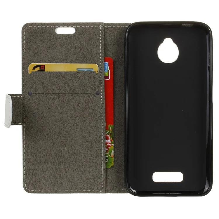 Wallet Leather Stand Cover for Alcatel Dawn 5027 - White