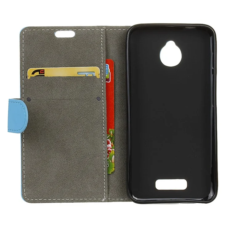 Magnetic Leather Stand Cover for Alcatel Dawn 5027 - Blue