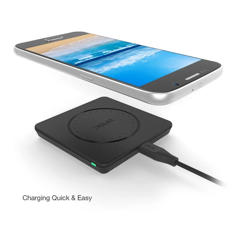 VINSIC Qi Wireless Charger Pad for Samsung Galaxy S7/S7 Edge VSCW109 - Black