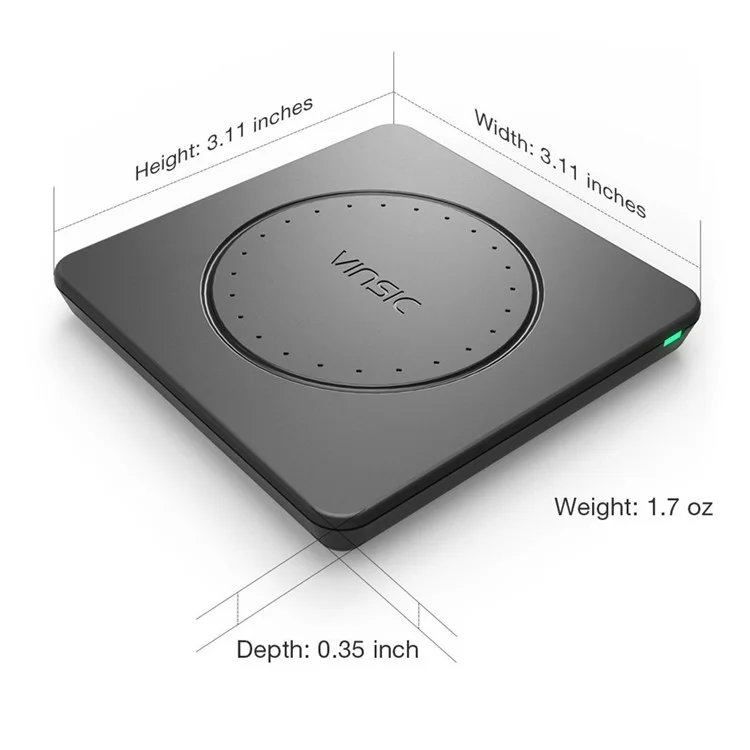 VINSIC Qi Wireless Charger Pad for Samsung Galaxy S7/S7 Edge VSCW109 - Black