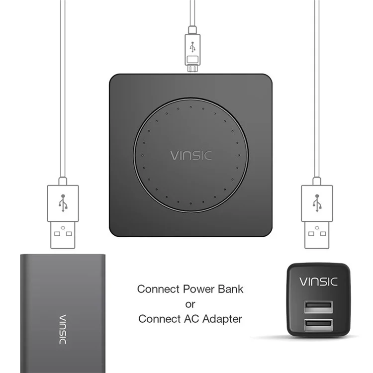 VINSIC Qi Wireless Charger Pad for Samsung Galaxy S7/S7 Edge VSCW109 - Black