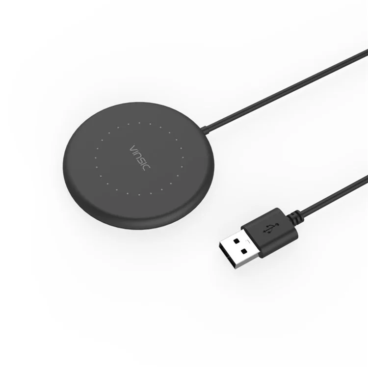 VINSIC VSCW114 1A Round Qi Wireless Charger Pad for Samsung Galaxy S7/S7 Edge - Black