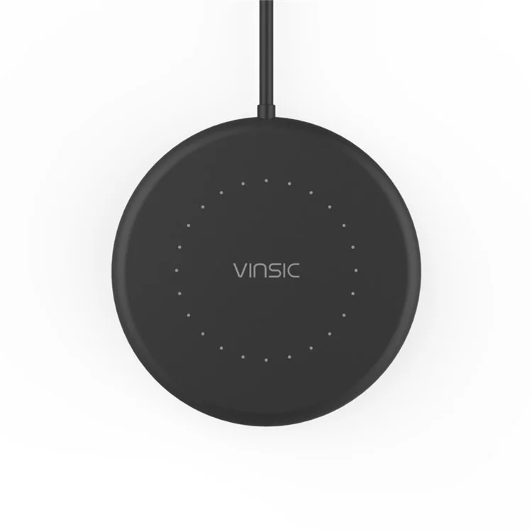 VINSIC VSCW114 1A Round Qi Wireless Charger Pad for Samsung Galaxy S7/S7 Edge - Black