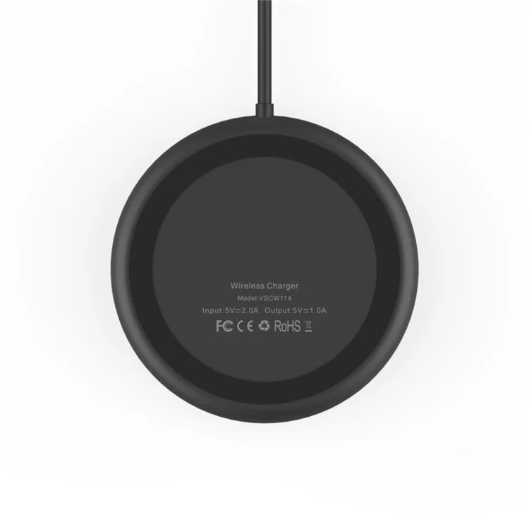 VINSIC VSCW114 1A Round Qi Wireless Charger Pad for Samsung Galaxy S7/S7 Edge - Black