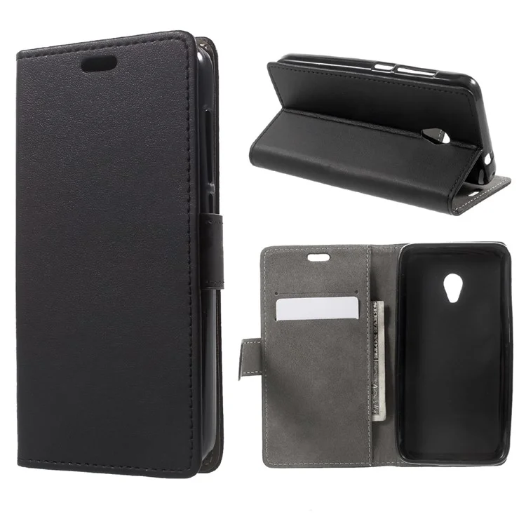 PU Leather Wallet Cell Phone Case for Alcatel U5 (4G Version) - Black