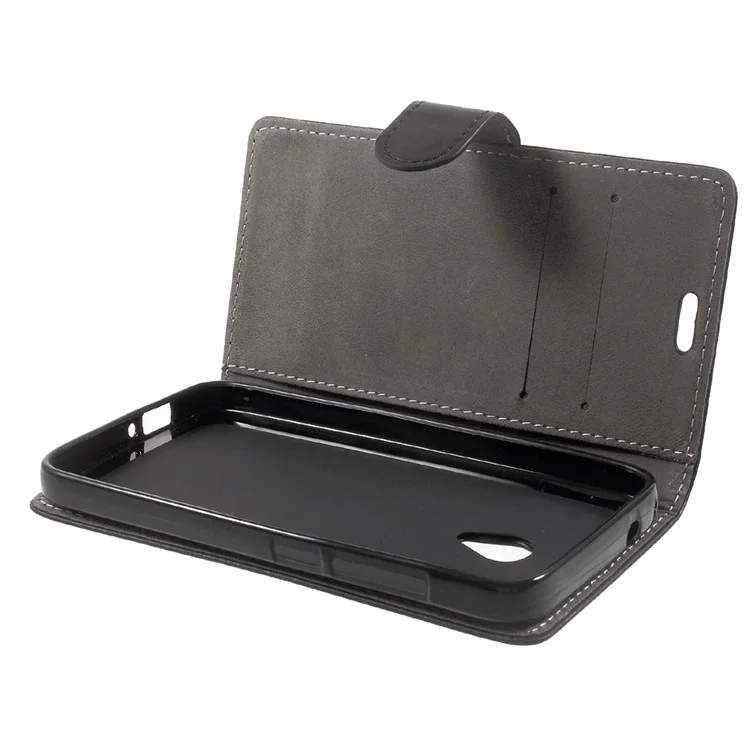 PU Leather Wallet Cell Phone Case for Alcatel U5 (4G Version) - Black