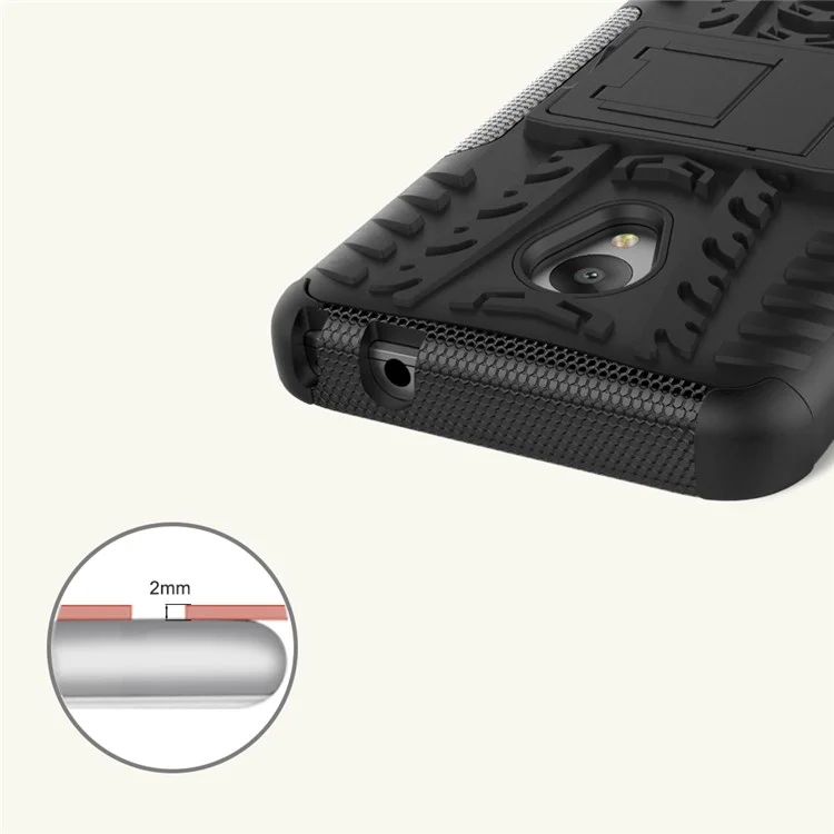 For Alcatel U5 (4G Version) 2-in-1 Tyre Pattern Kickstand PC + TPU Hybrid Phone Case - Black