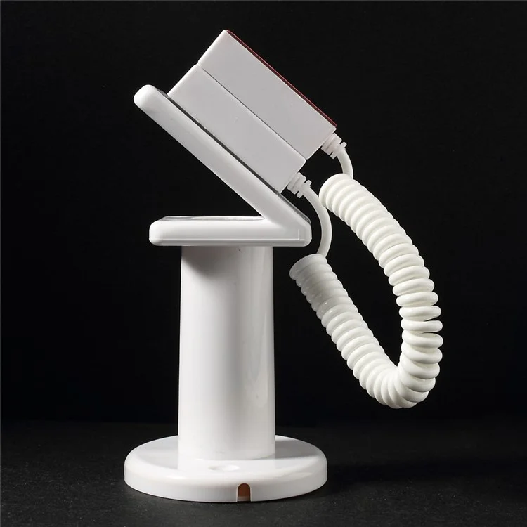 Anti-theft Security Mobile Phone Display Stand Holder with 70cm Spring Wire - White