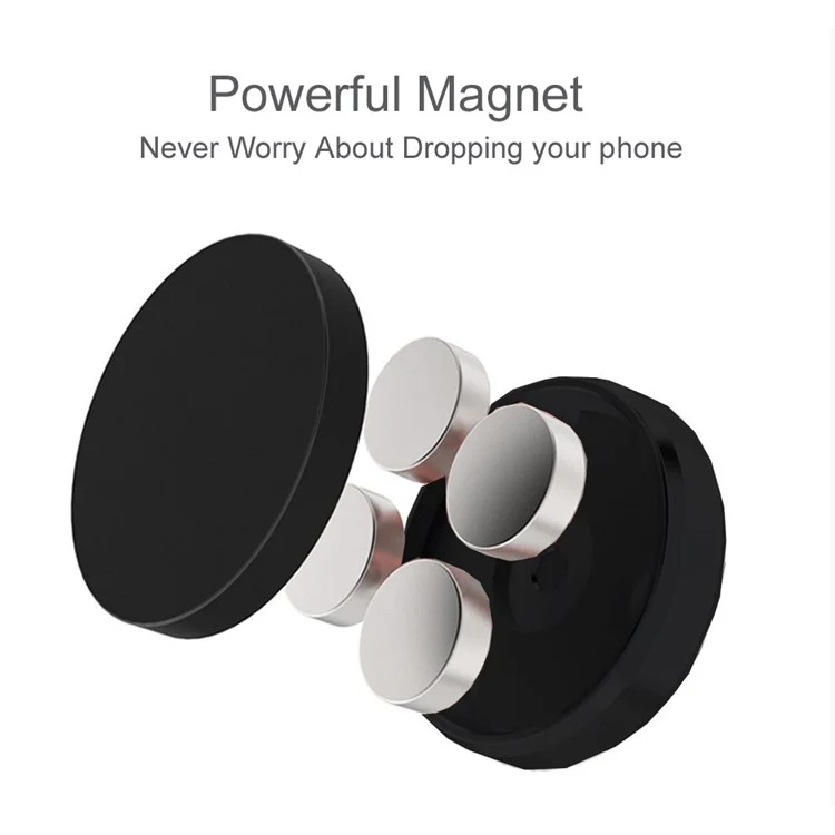 CS01 Universal Flat Stick-on Dashboard Magnetic Car Mount Holder for iPhone 8, Samsung Note 8 etc. - Black