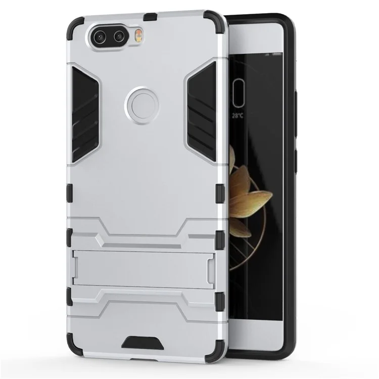 Shockproof PC + TPU Hybrid Kickstand Phone Cover for ZTE Nubia Z17 - Silver