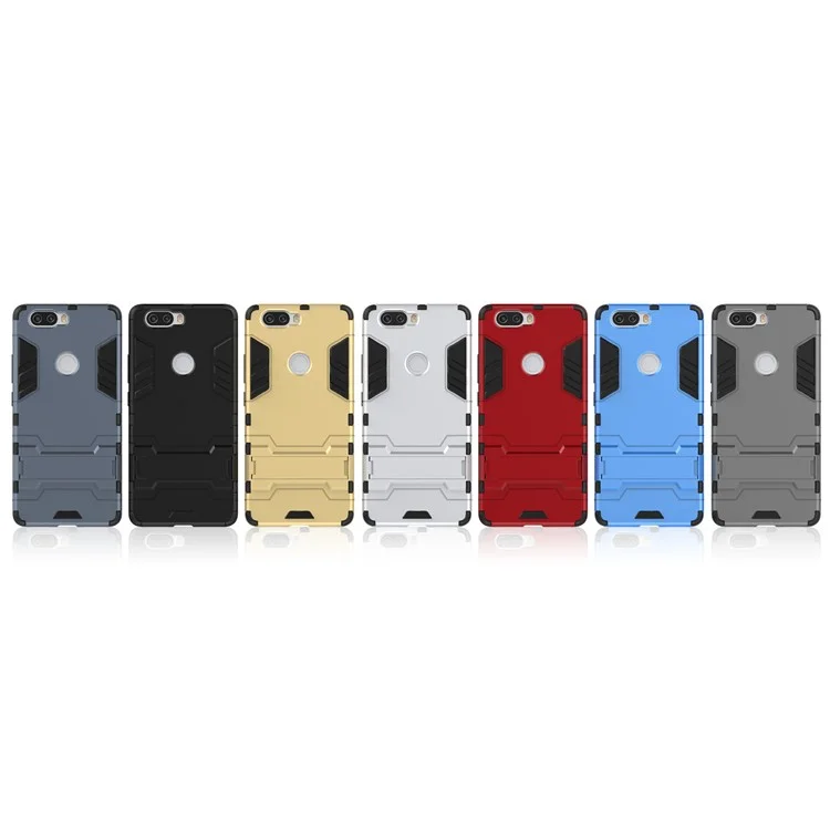 Shockproof PC + TPU Hybrid Kickstand Phone Cover for ZTE Nubia Z17 - Silver