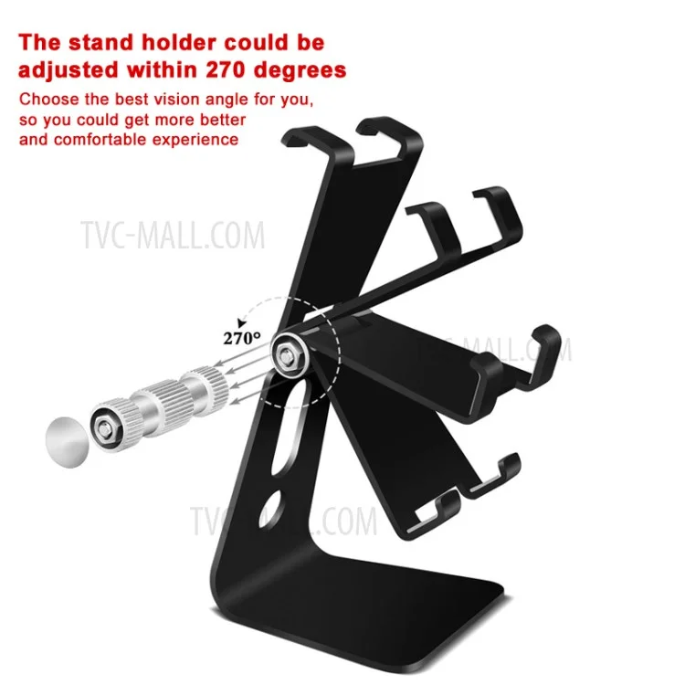Portable 270° Rotating Foldable Aerospace Aluminum Stand - Black