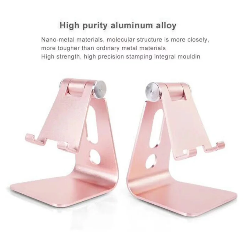 Para La Tableta De 3.5-8 Pulgadas Tablet Portátil 270 ° Rotación Plegable De Aluminio Soporte De Teléfono Soporte De Teléfono - Oro Rosa