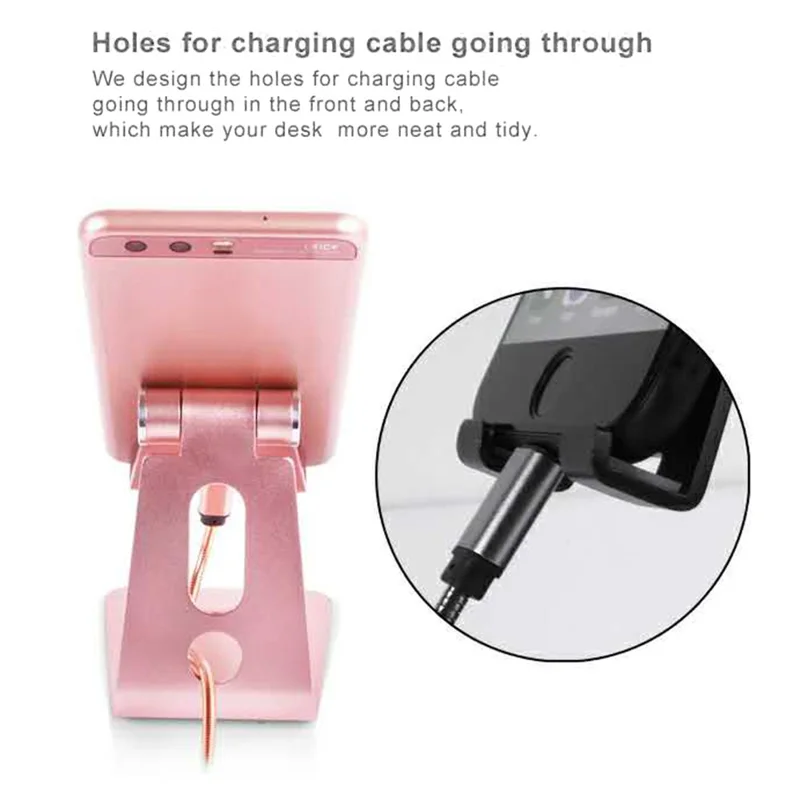Para La Tableta De 3.5-8 Pulgadas Tablet Portátil 270 ° Rotación Plegable De Aluminio Soporte De Teléfono Soporte De Teléfono - Oro Rosa