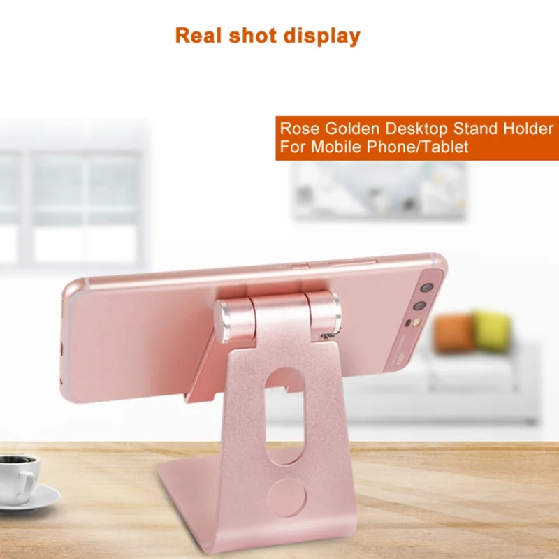Para La Tableta De 3.5-8 Pulgadas Tablet Portátil 270 ° Rotación Plegable De Aluminio Soporte De Teléfono Soporte De Teléfono - Oro Rosa