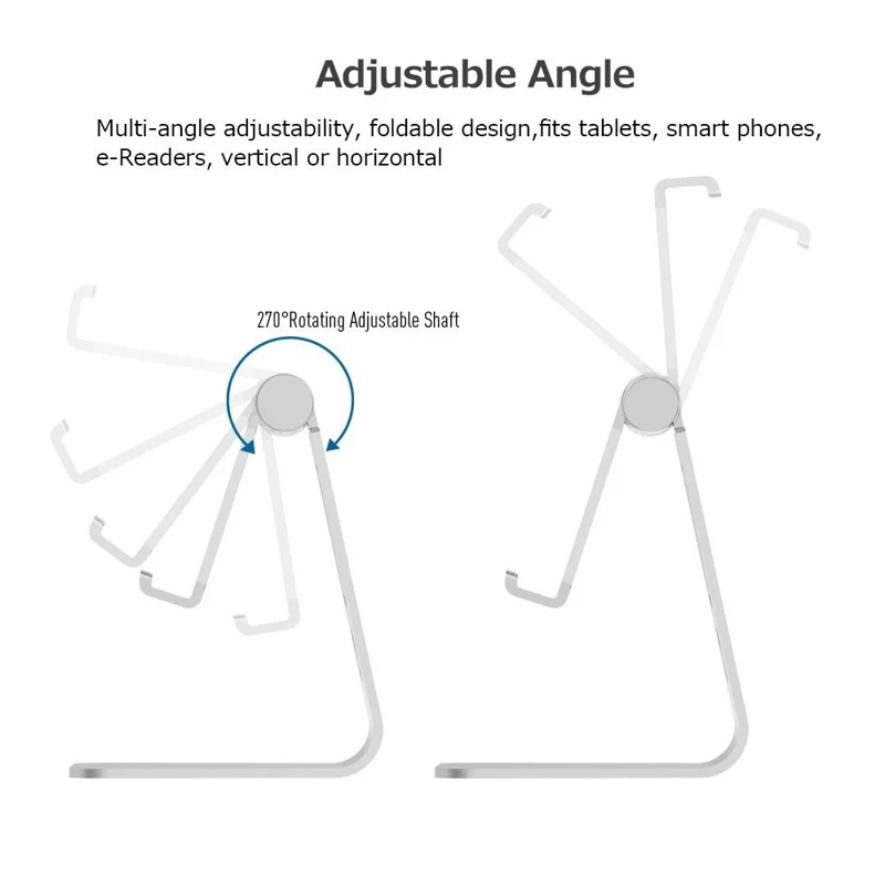 Para La Tableta De 3.5-8 Pulgadas Tablet Portátil 270 ° Rotación Plegable De Aluminio Soporte De Teléfono Soporte De Teléfono - Oro Rosa
