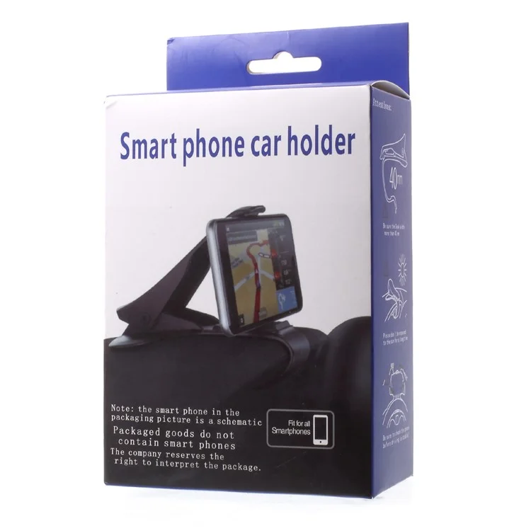 Universal Car Dashboard Flexible Phone Clip Holder Mount for iPhone X/8/8 Plus, Width under 9cm - Black