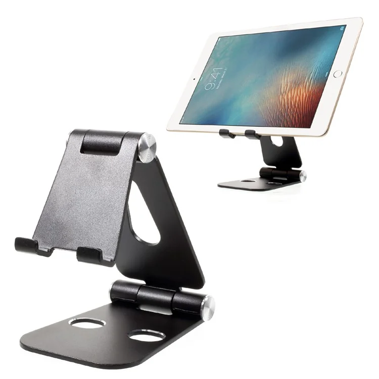 Foldable Aluminium Alloy Desktop Holder Stand for iPhone X, iPad 9.7 (2017) etc. - Black