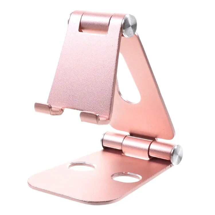 Portable Aluminium Alloy Desktop Bracket Adjustable Stand for iPhone X, iPad 9.7 (2017) etc. - Rose Gold Color