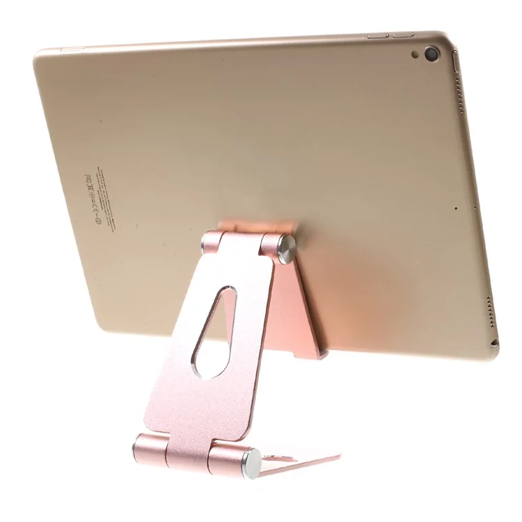 Portable Aluminium Alloy Desktop Bracket Adjustable Stand for iPhone X, iPad 9.7 (2017) etc. - Rose Gold Color