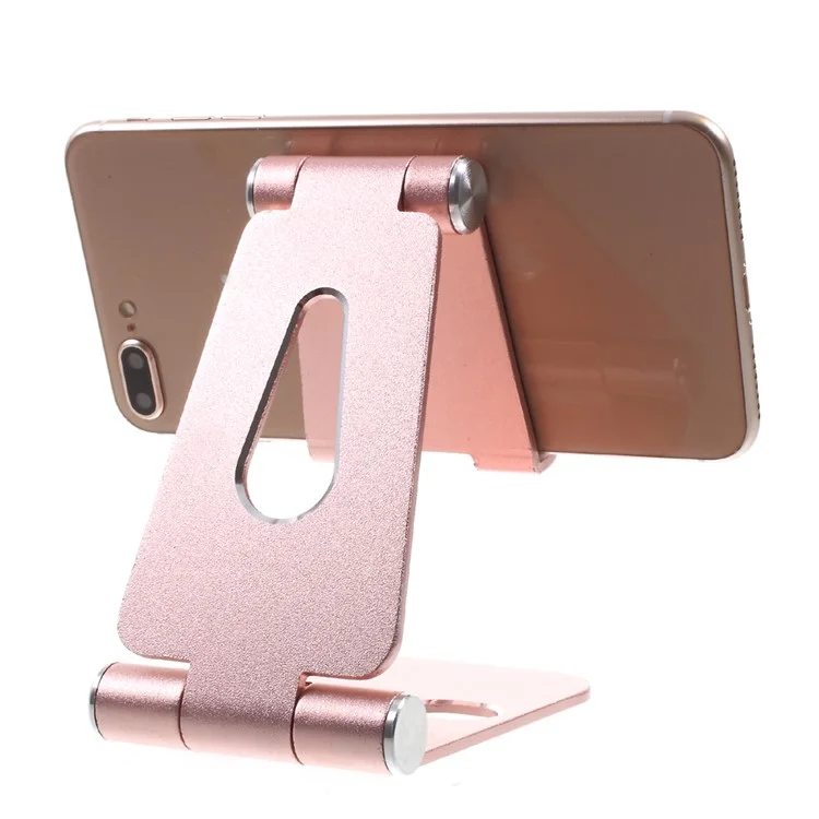 Portable Aluminium Alloy Desktop Bracket Adjustable Stand for iPhone X, iPad 9.7 (2017) etc. - Rose Gold Color