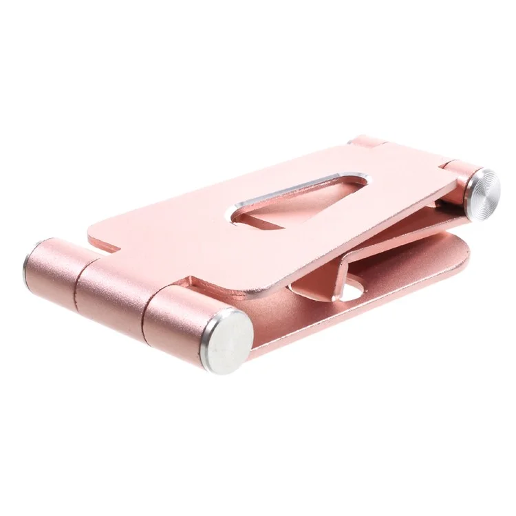 Portable Aluminium Alloy Desktop Bracket Adjustable Stand for iPhone X, iPad 9.7 (2017) etc. - Rose Gold Color