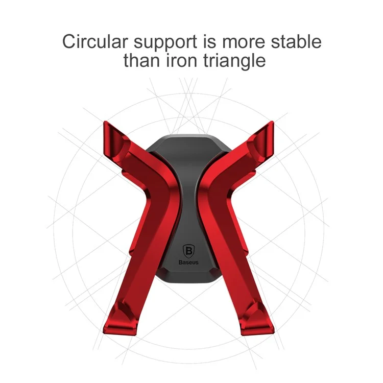 BASEUS X Shaped Rotary Car Air Vent Mount for iPhone Samsung Sony, Clamp Width: 60-86mm - Red