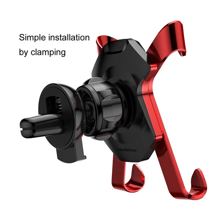 BASEUS X Shaped Rotary Car Air Vent Mount for iPhone Samsung Sony, Clamp Width: 60-86mm - Red