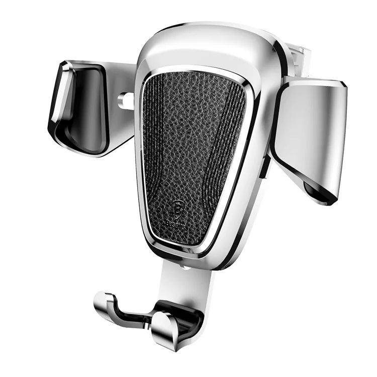 BASEUS Metal Gravity Car Air Vent Mount Stand for iPhone Samsung Huawei etc - Silver Color