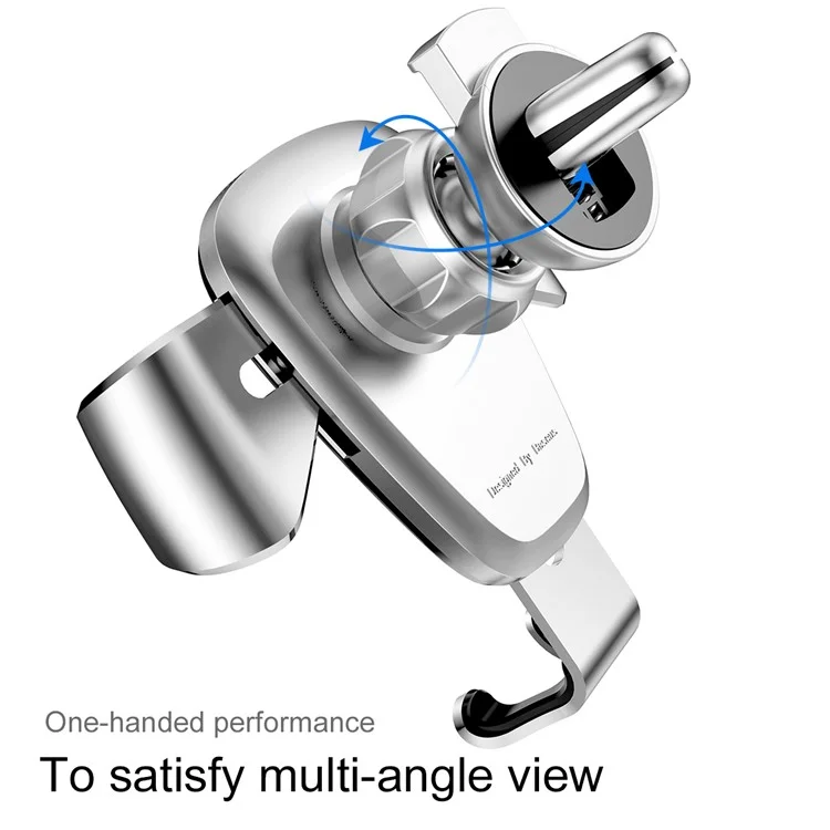 BASEUS Metal Gravity Car Air Vent Mount Stand for iPhone Samsung Huawei etc - Silver Color