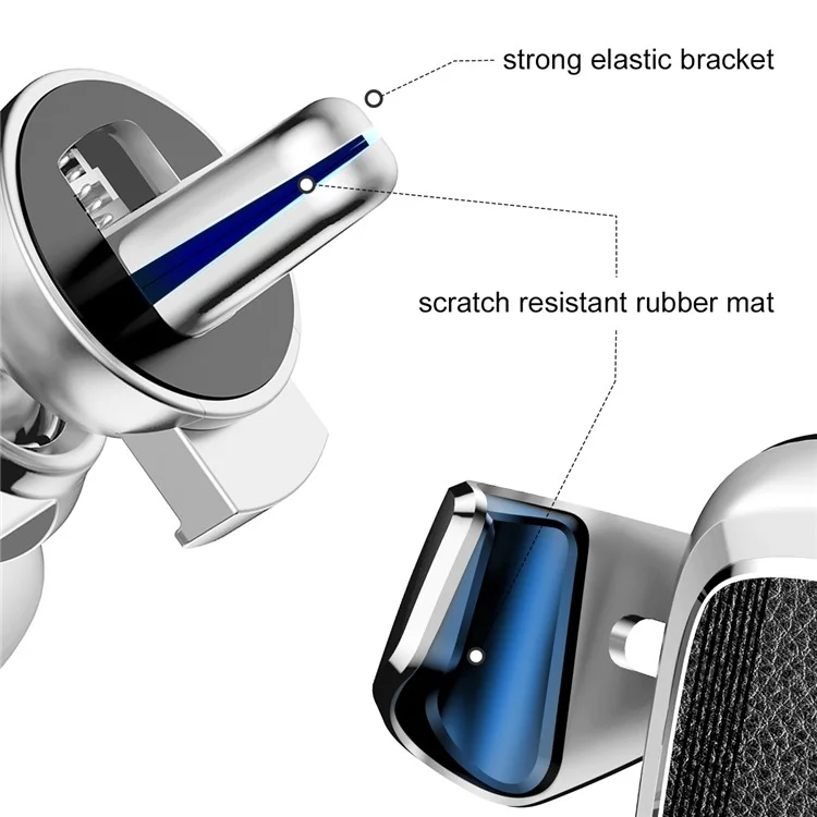 BASEUS Metal Gravity Car Air Vent Mount Stand for iPhone Samsung Huawei etc - Silver Color
