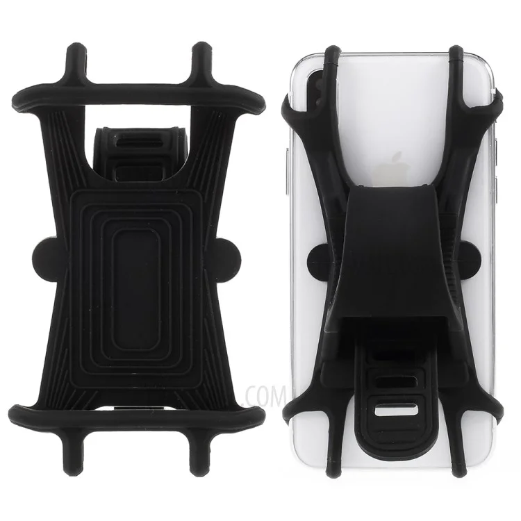 Flexible Silicone Bicycle Motorcycle Pram Handlebar Phone Holder for 4-6inch Phones - Black