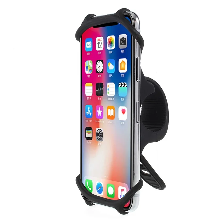 Flexible Silicone Bicycle Motorcycle Pram Handlebar Phone Holder for 4-6inch Phones - Black