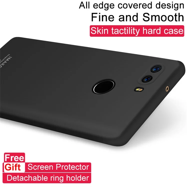 IMAK Cowboy Shell Matte Plastic Case with Ring Stand + Screen Film for ZTE nubia Z17S - Metal Black
