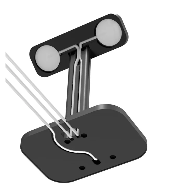 HJZJ003 Aluminum 2 In 1 Airpods Apple Watch Stand Dual Head iWatch Charging Stand Dock Station - Black