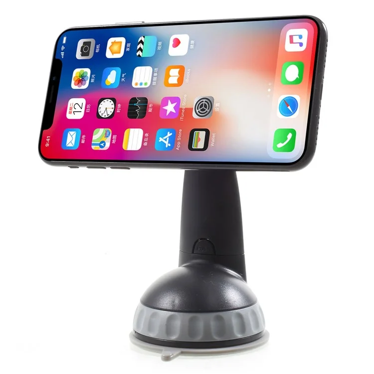 Universal Suction Cup Magnetic Car Mount Holder for iPhone X, Samsung Note 8 Etc. - Grey