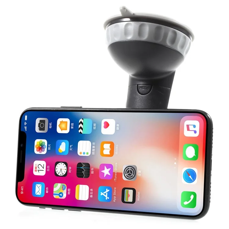 Universal Suction Cup Magnetic Car Mount Holder for iPhone X, Samsung Note 8 Etc. - Grey