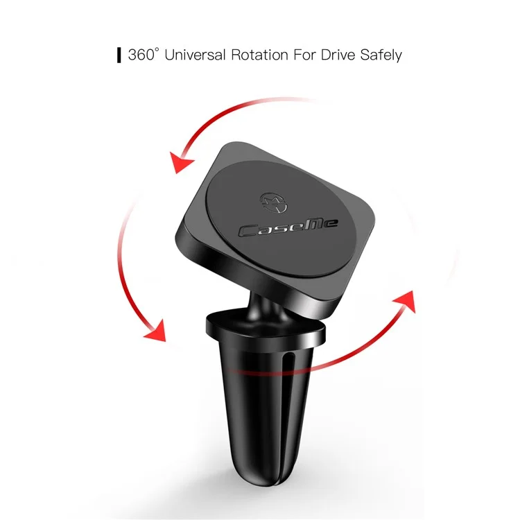 CASEME Square Shape Magnetic 360 Degree Rotating Car Air Vent Mount for iPhone X Huawei Mate 10 - Black