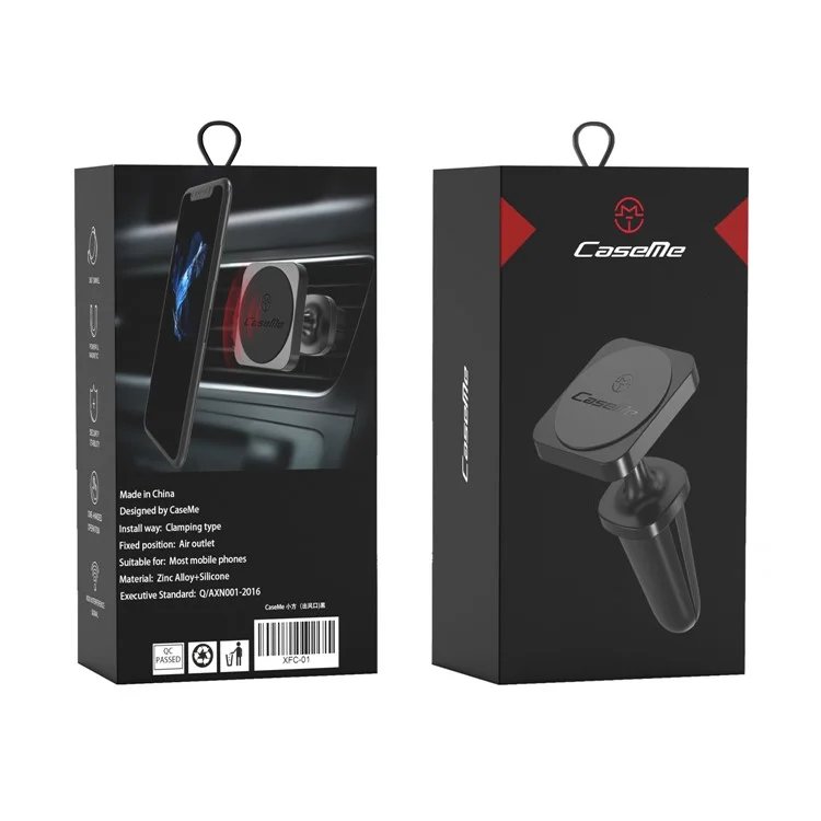 CASEME Square Shape Magnetic 360 Degree Rotating Car Air Vent Mount for iPhone X Huawei Mate 10 - Black