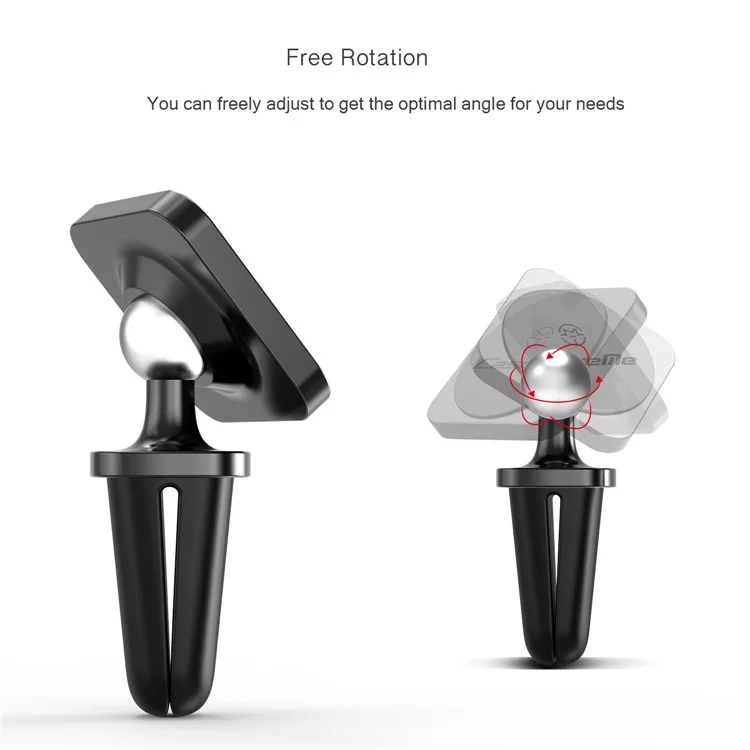CASEME Square Shape Magnetic 360 Degree Rotating Car Air Vent Mount for iPhone X Huawei Mate 10 - Black
