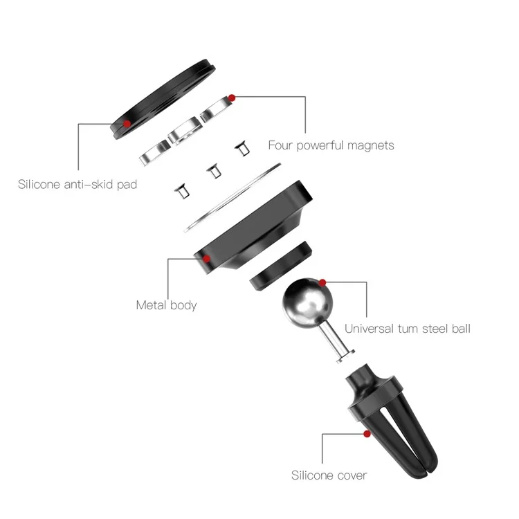 CASEME Square Shape Magnetic 360 Degree Rotating Car Air Vent Mount for iPhone X Huawei Mate 10 - Black