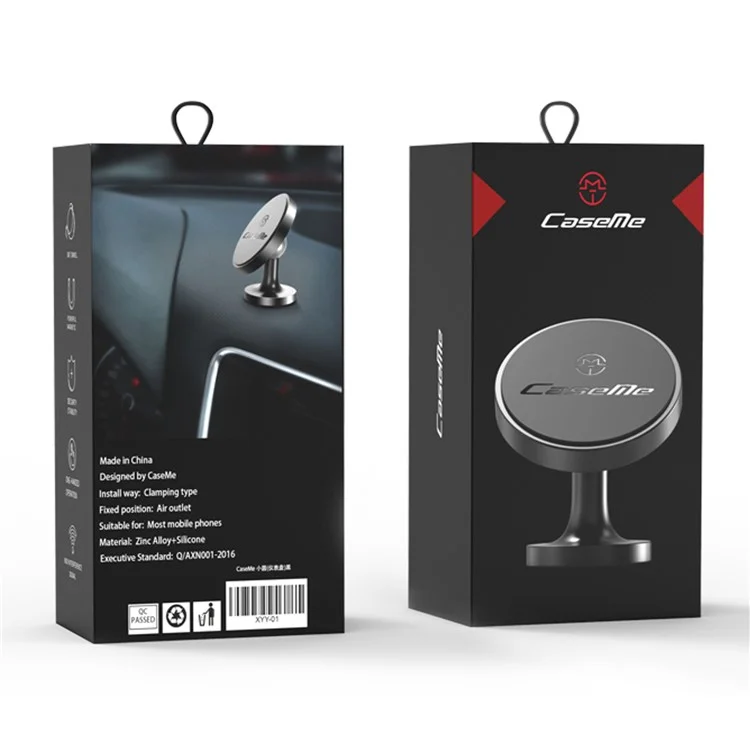 CASEME Aluminum Alloy Strong Magnetic Car Mount Cell Phone Holder for iPhone Samsung Etc. - Black