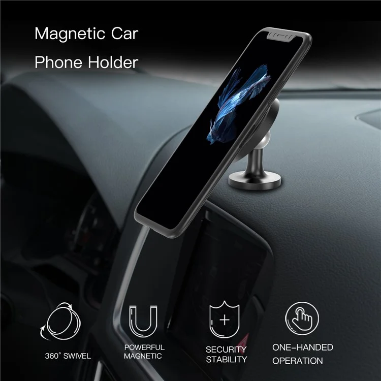 CASEME Aluminum Alloy Strong Magnetic Car Mount Cell Phone Holder for iPhone Samsung Etc. - Black