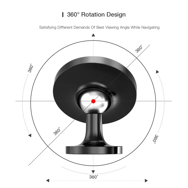 CASEME Aluminum Alloy Strong Magnetic Car Mount Cell Phone Holder for iPhone Samsung Etc. - Black