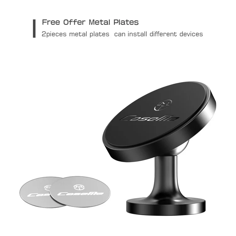 CASEME Aluminum Alloy Strong Magnetic Car Mount Cell Phone Holder for iPhone Samsung Etc. - Black