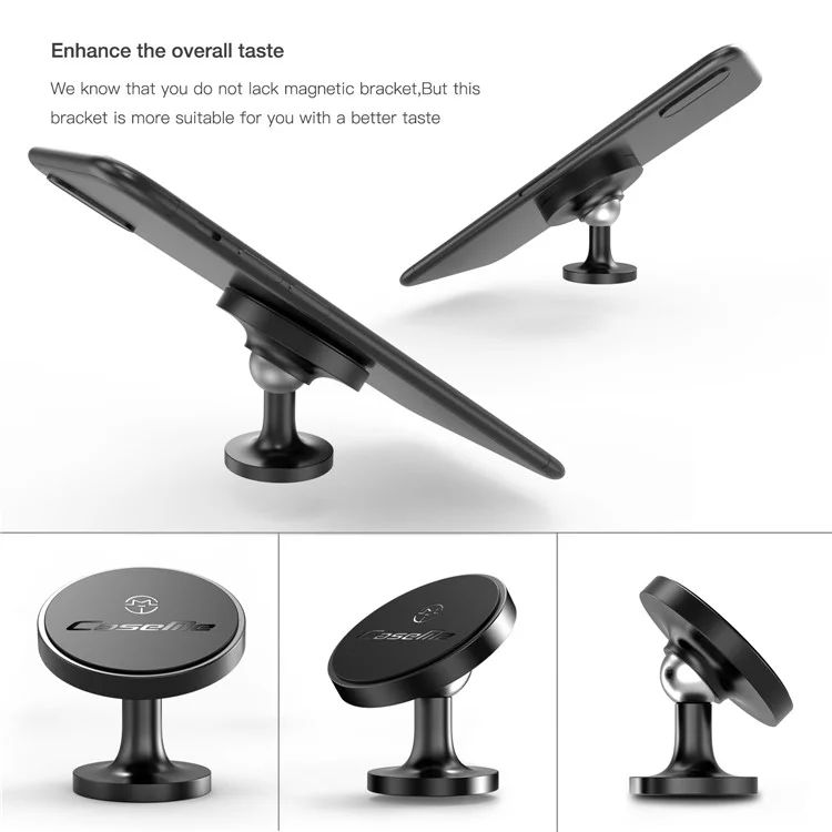 CASEME Aluminum Alloy Strong Magnetic Car Mount Cell Phone Holder for iPhone Samsung Etc. - Black