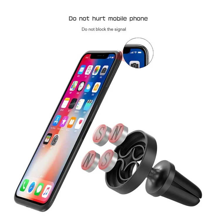 CASEME Round Air Outlet Magnetic Bracket Phone Holder - Black