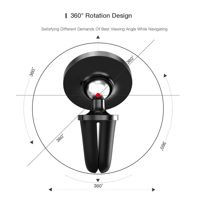 CASEME Round Air Outlet Magnetic Bracket Phone Holder - Black