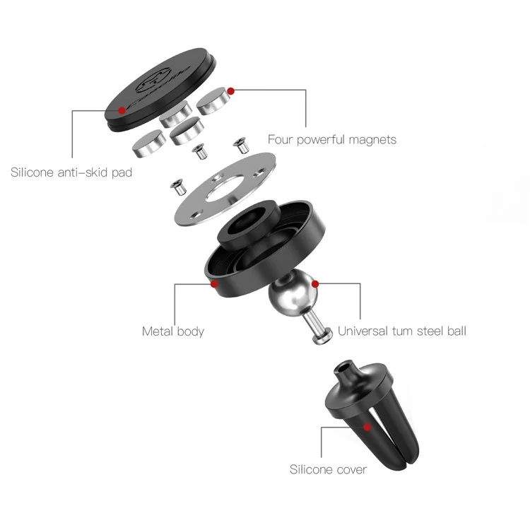 CASEME Round Air Outlet Magnetic Bracket Phone Holder - Black