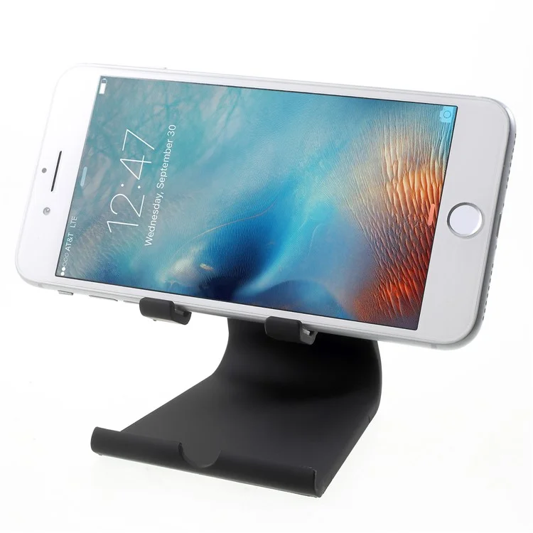 Rubberized Plastic Adjustable Desktop Stand for iPhone iPad Samsung - Black
